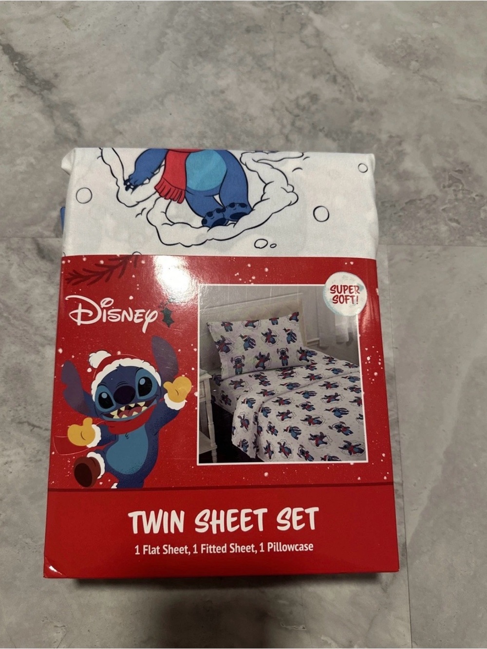 NEW Lilo & Stitch Twin 3 Piece sheet Set Winter Holiday 🖤